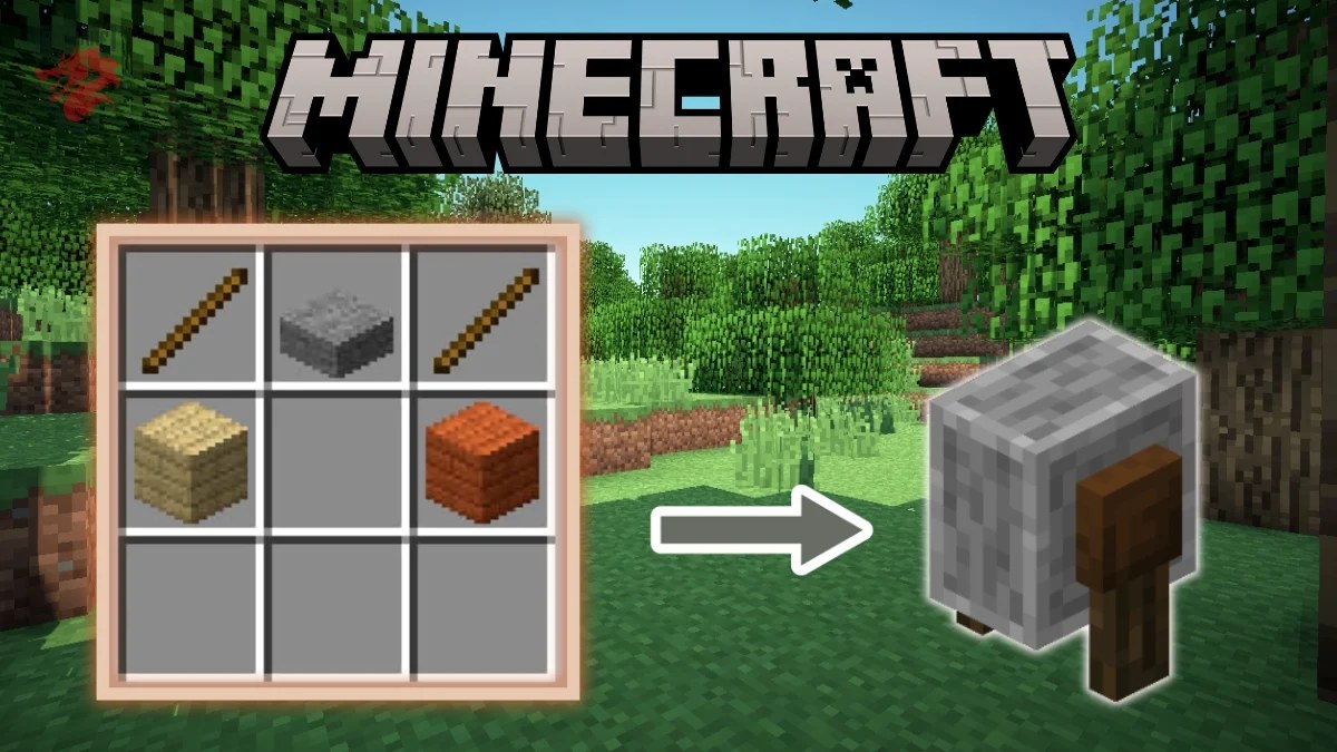 Recette de craft d'une meule dans Minecraft sur une table de fabrication